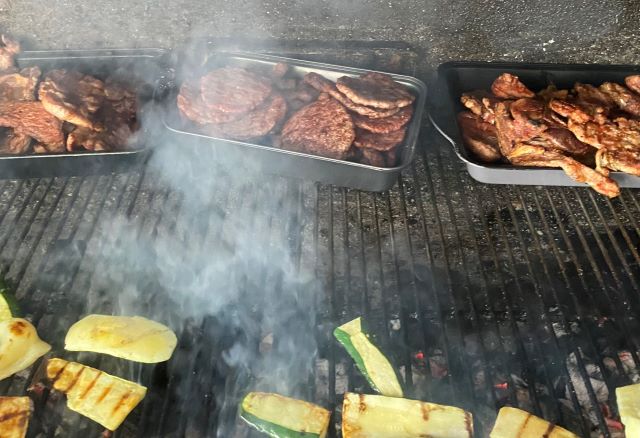 Grilled meat and zucchini